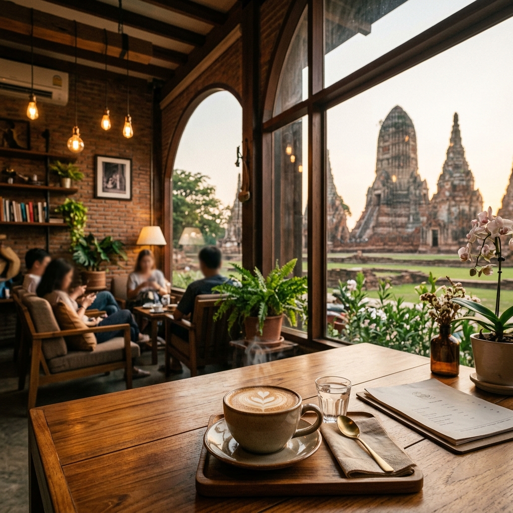 จุดพักรับประทานอาหารหรือคาเฟ่ในอยุธยา